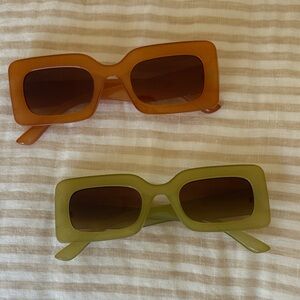 Stylish Rectangular Sunglasses in Orange and Green